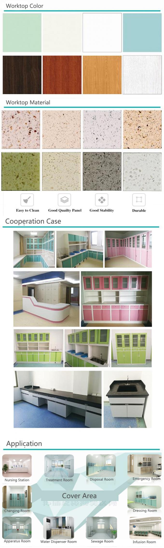 Langlebige L 3000*W 600*H 850 bis 900 mm Krankenhausschrank Lieferanten Medizinische Aufbewahrung Schrank mit 110 Grad Scharnier 0