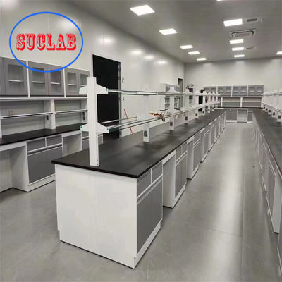 Guter Preis Maßgeschneiderte Laborarbeitsbänke mit Regalen für rechteckiges Design und multifunktionale Steckdose Online