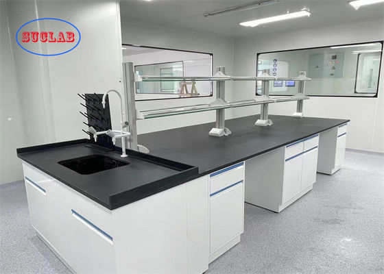 Guter Preis Multifunktionale Chemie-Laborbank Labor Casework Vietnam mit phenolischen Spitzen Messing-Kran und DTC-Buffer-Scharnier Online